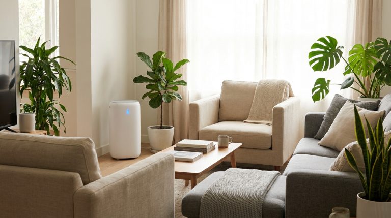 Déshumidificateur moderne dans un salon confortable