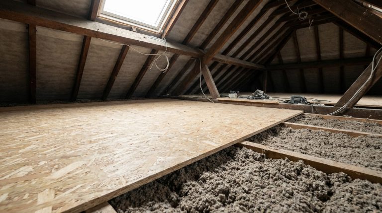 Isolation de combles perdus avec plancher OSB pour stockage