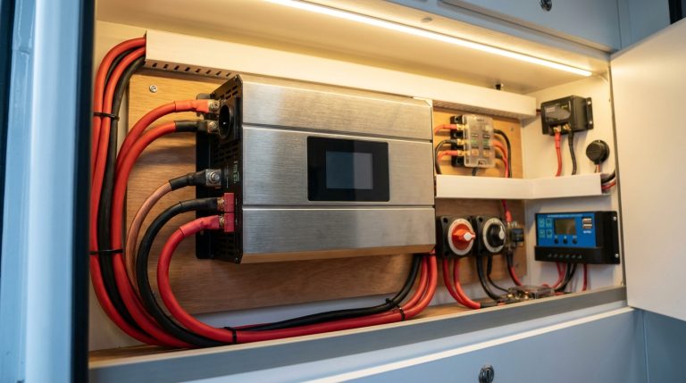 Installation professionnelle d'un convertisseur 12v 220v pur sinus dans un véhicule aménagé