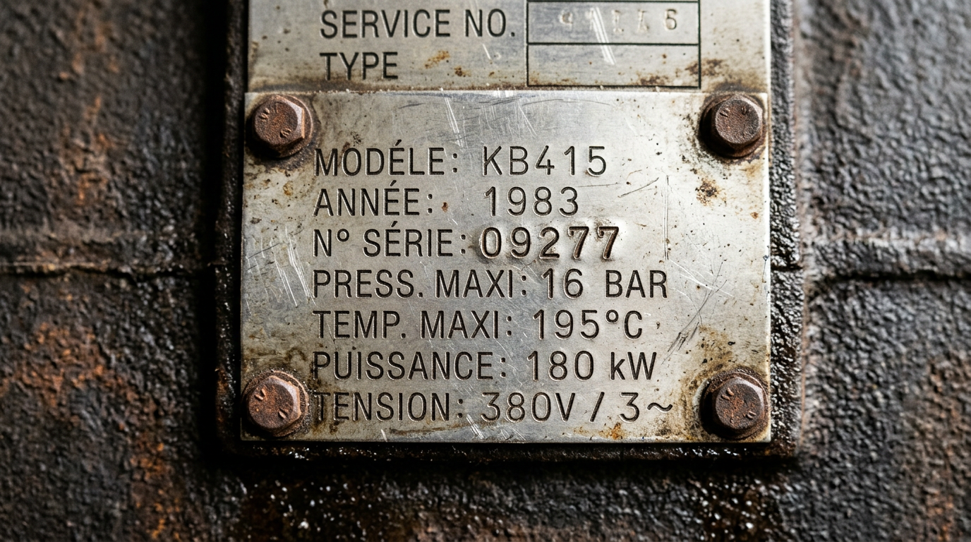 Plaque signalétique chaudière De Dietrich pour identification modèle et année