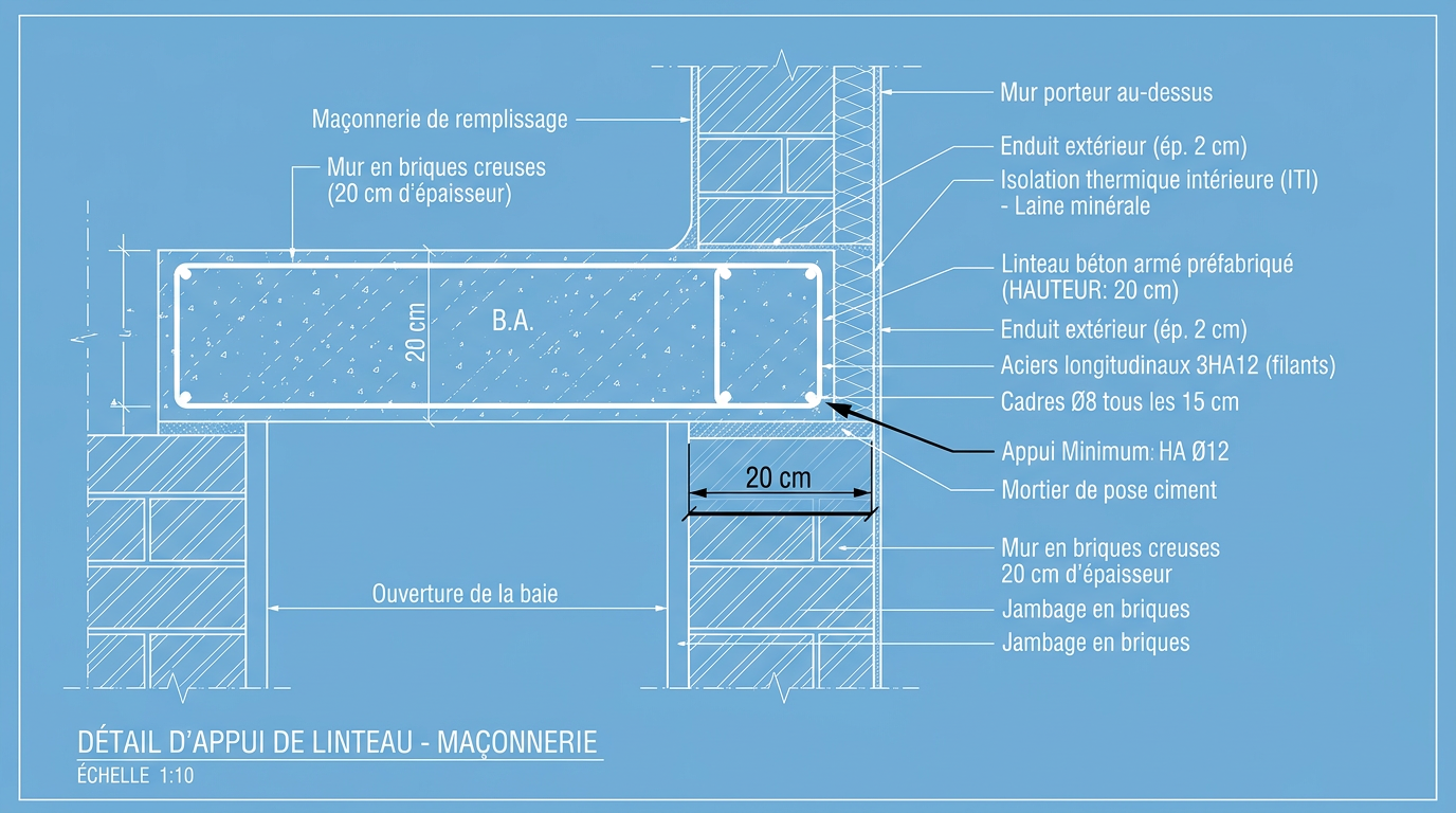 Plan technique appui minimum 20cm linteau