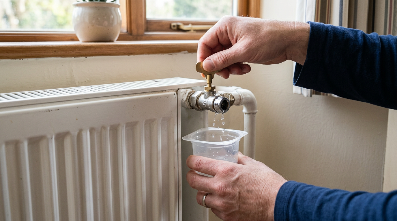 Purge manuelle d'un radiateur avec une clé pour faire baisser la pression
