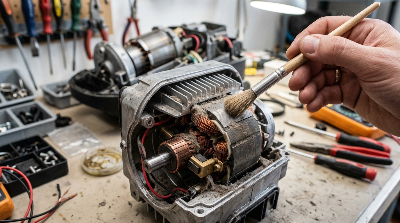 Inspection et nettoyage du bloc moteur et des charbons de l'aspirateur