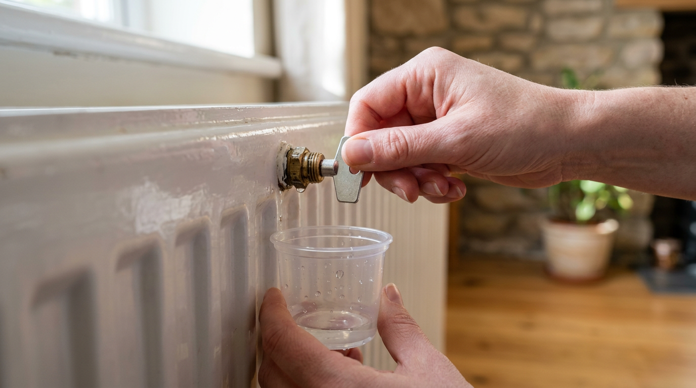 Purge d'un radiateur avec une clé de purge