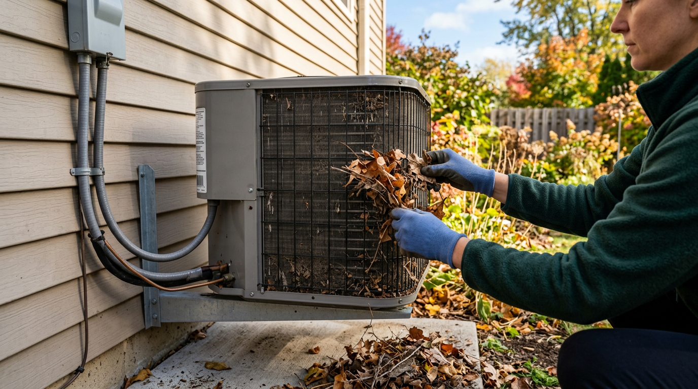 Entretien unité extérieure climatisation nettoyage feuilles