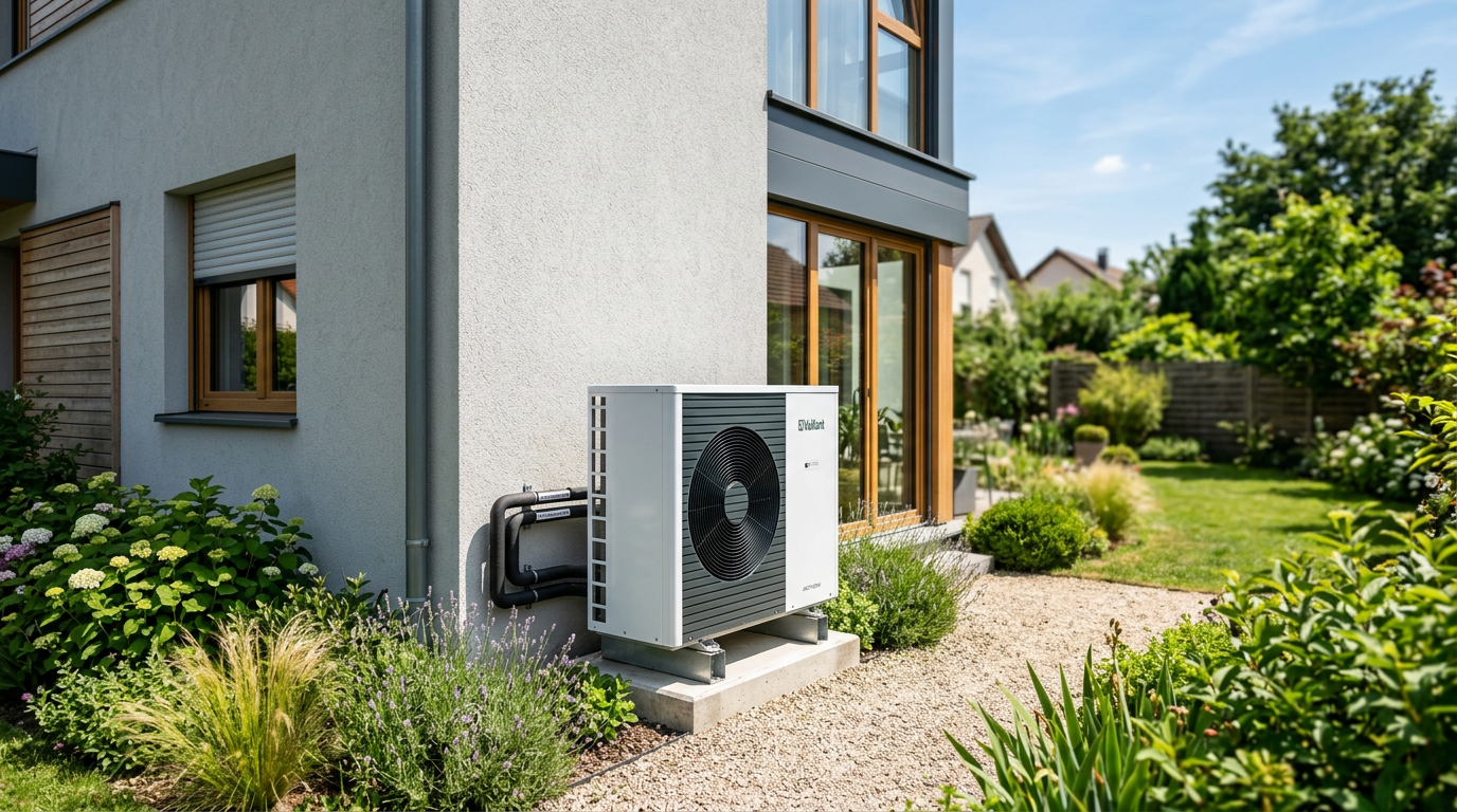 Pompe à chaleur moderne installée en remplacement chaudière fioul