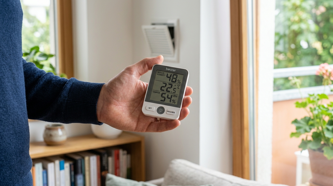 Mesure du taux d'humidité intérieur avec un hygromètre numérique