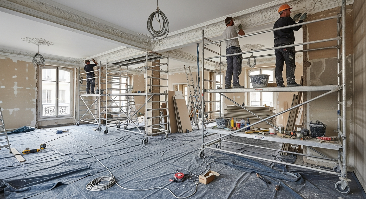 Chantier rénovation appartement standing Nice vue mer Carré d'Or