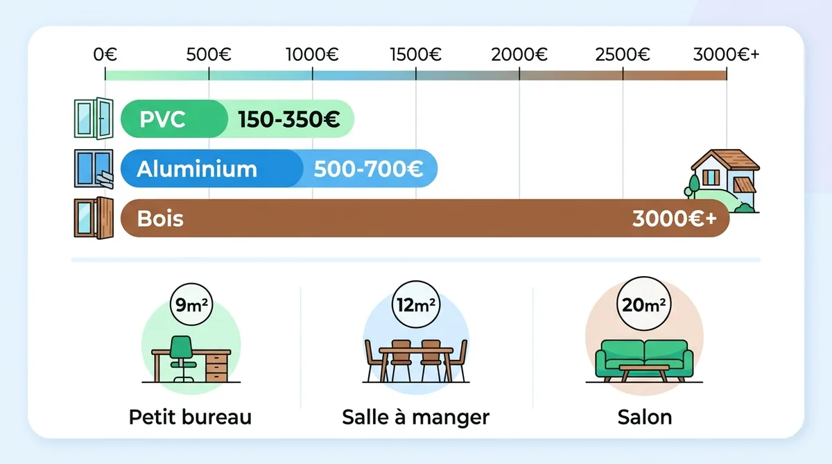 Comparatif prix véranda en kit PVC alu bois par mètre carré