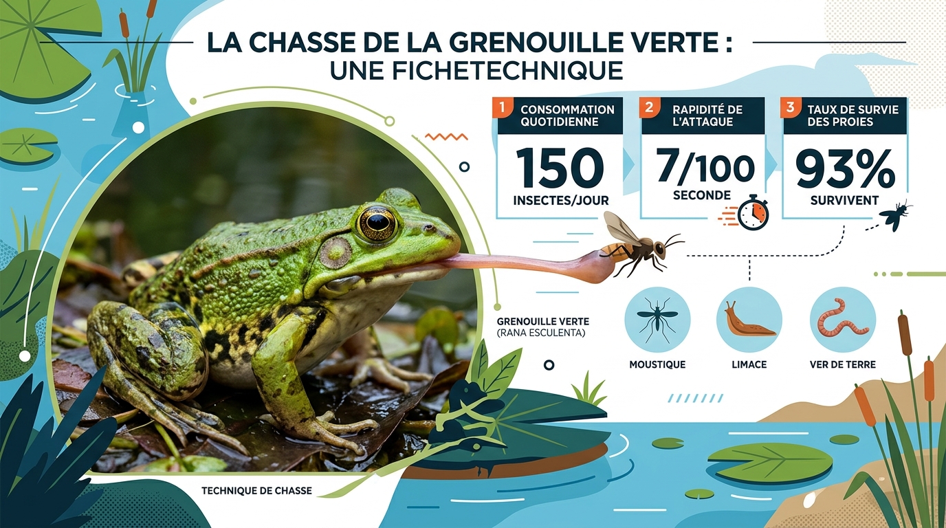Grenouille verte chassant insectes données chiffrees alimentation