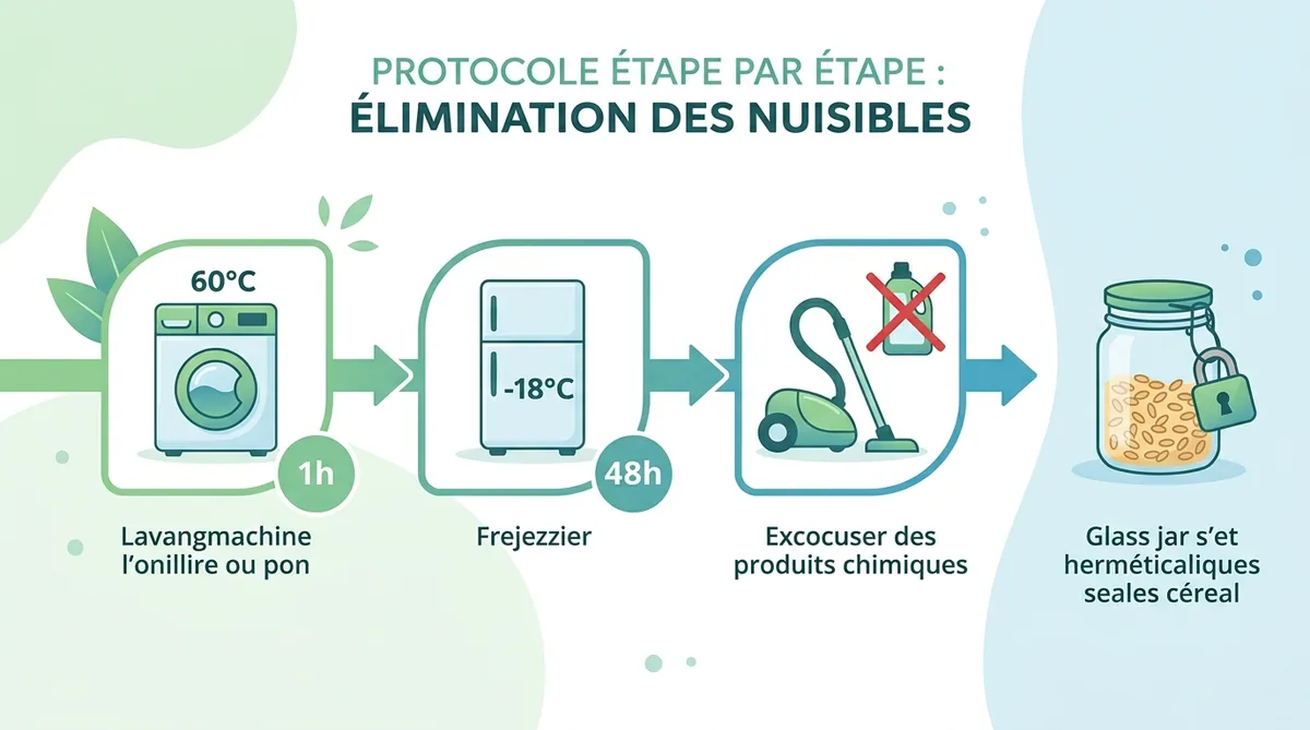 Protocole élimination insectes naturel congélation 48h lavage 60degres bébé