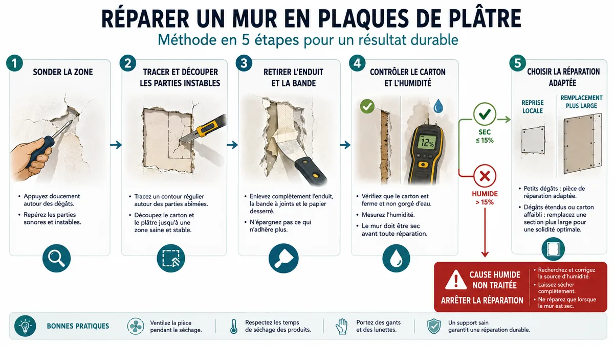 Arbre de décision pour réparer une cloque de placo