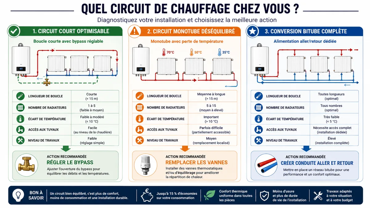 Infographie pour choisir entre optimisation monotube et conversion bitube
