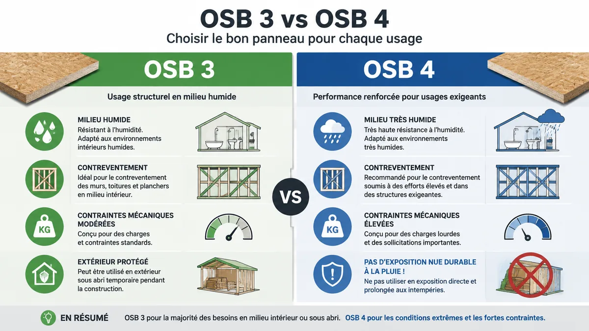 Comparatif visuel entre panneaux OSB 3 et OSB 4