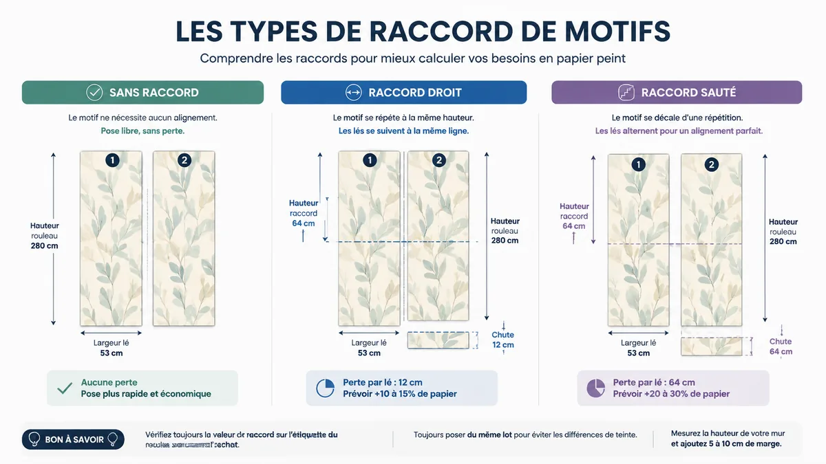 Comparaison visuelle des raccords de papier peint