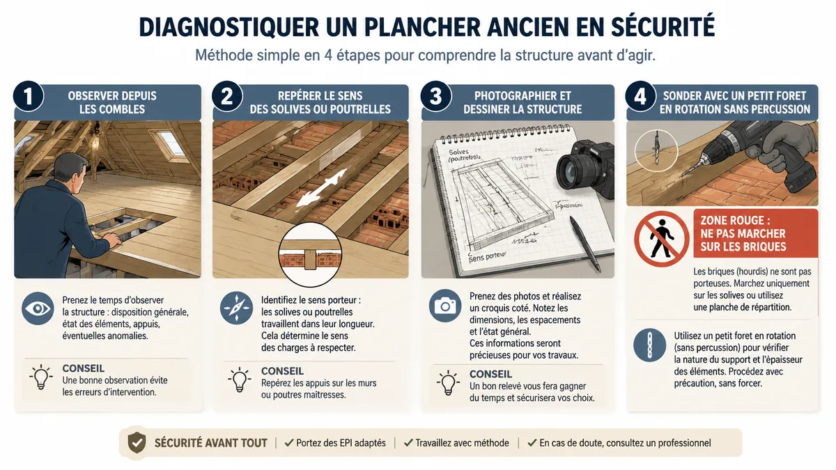 Étapes pour identifier une structure au-dessus d’un plafond en brique