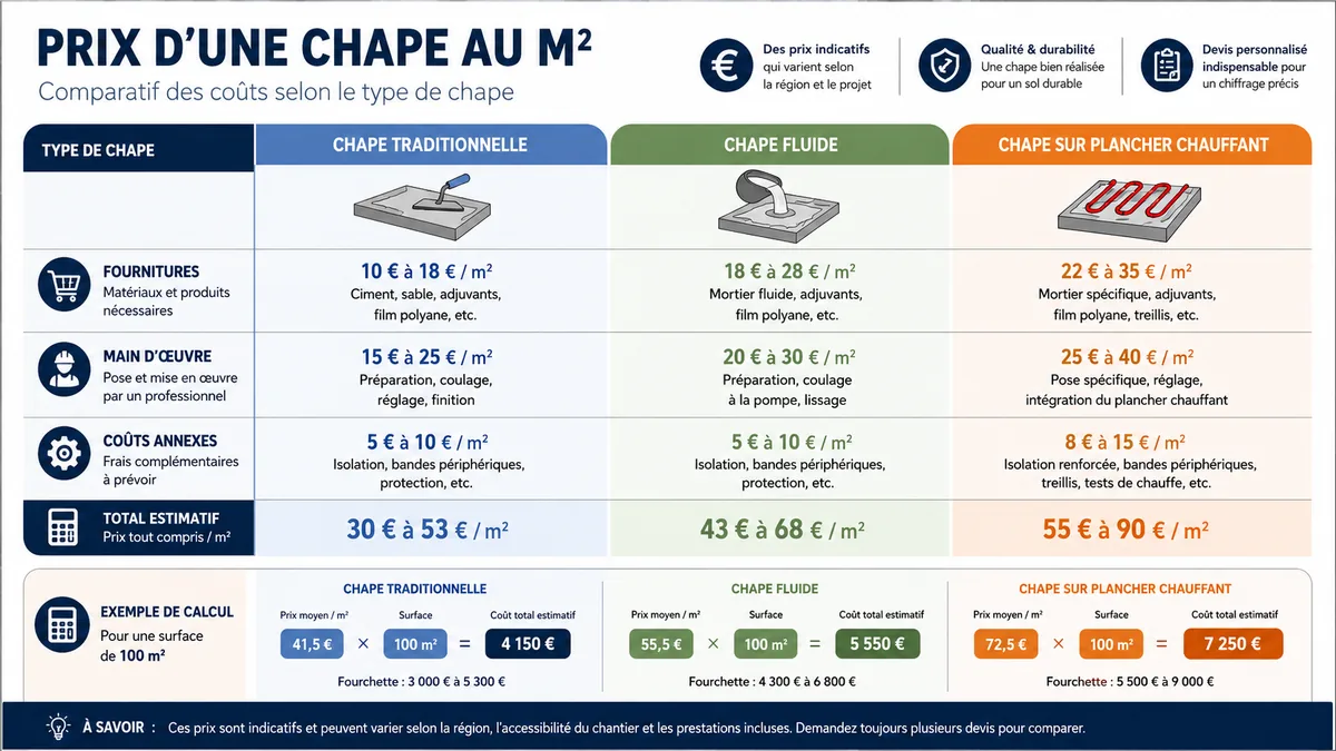Échelle des prix d'une chape béton au m2