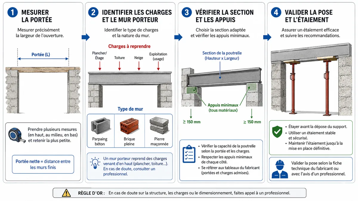Étapes de vérification d'un linteau béton porteur