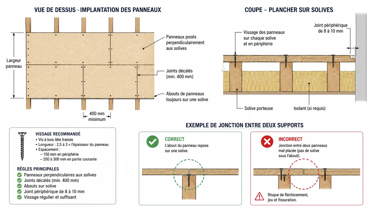 Schéma de pose OSB perpendiculaire aux solives