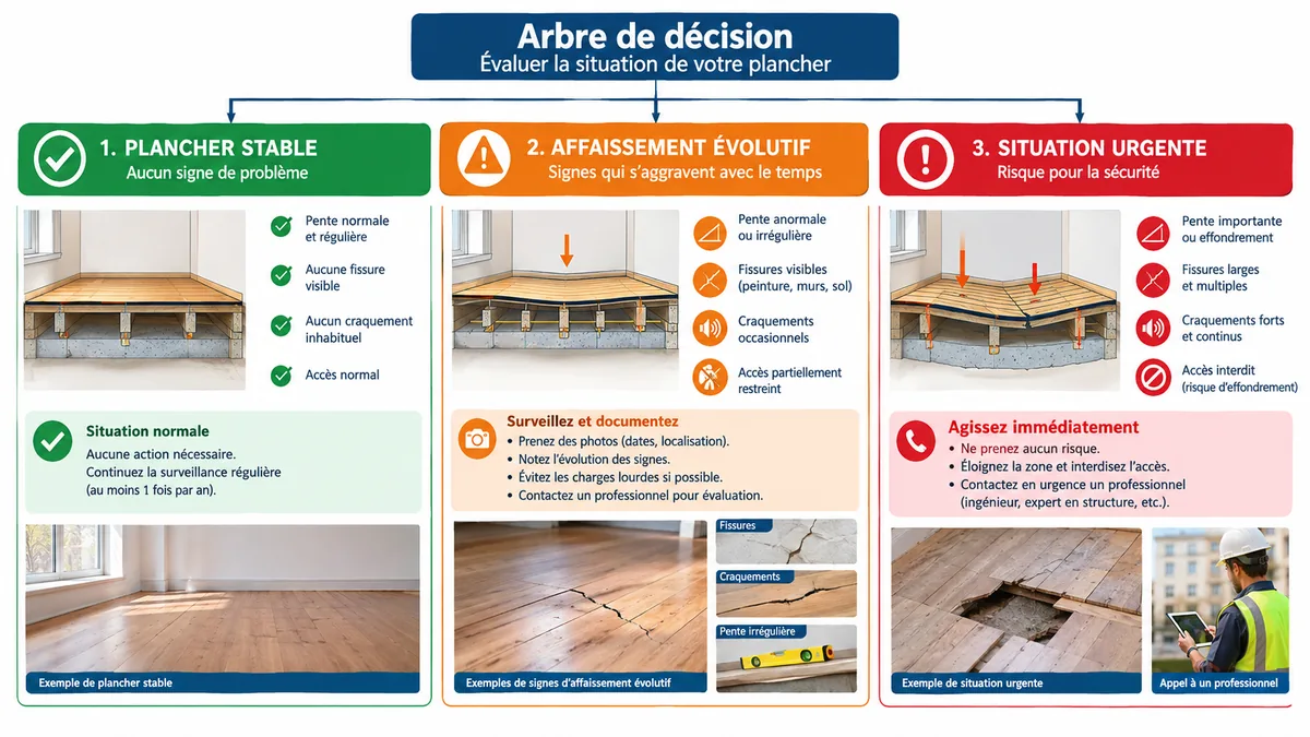 Arbre de décision pour évaluer un plancher affaissé
