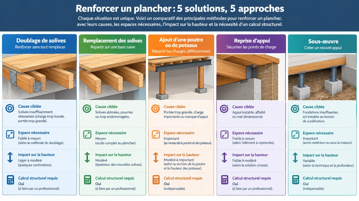 Comparatif des solutions de réparation d'un plancher affaissé