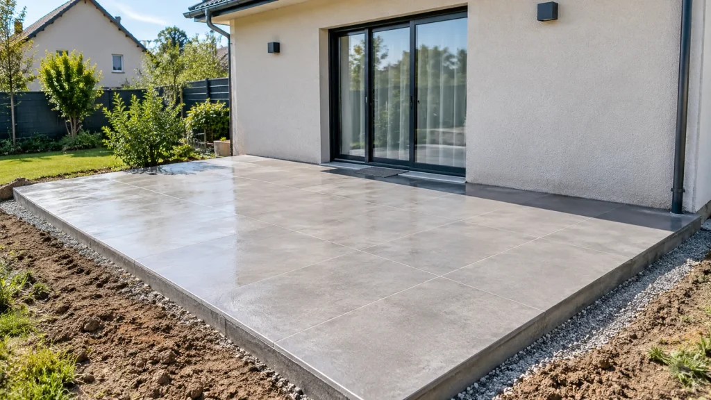 Couler une terrasse contre une maison : dalle béton et joint