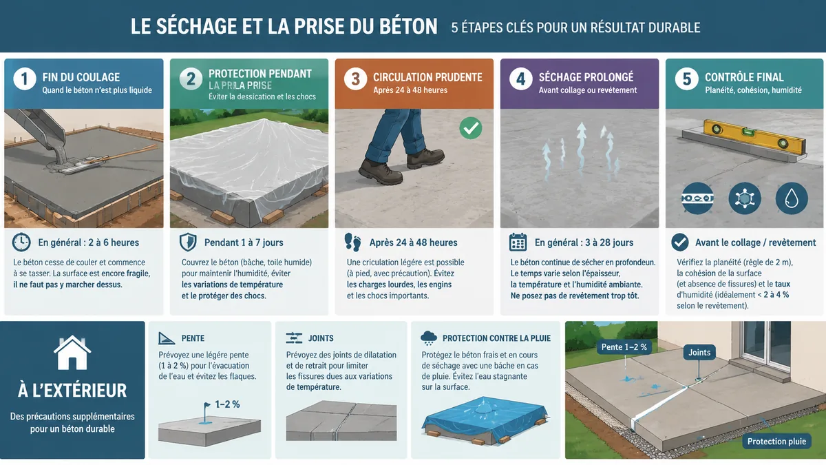 Frise des délais de séchage avant pose du carrelage