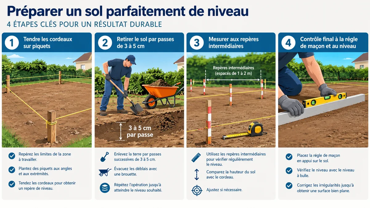 Étapes manuelles pour décaisser un terrain sur 10 cm